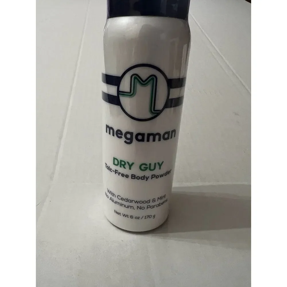 Megaman Dry Guy Talc-Free Body Powder With Cedarwood & Mint 6 oz / 170g - Sealed